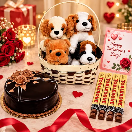 Win Her Heart Love Combo With Chocolate Truffle Cake Win Her Heart Love Combo With Chocolate Truffle Cake