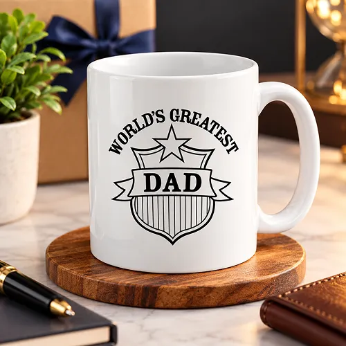 World's Greatest Dad Text Printed Ceramic Coffee Mug World's Greatest Dad Text Printed Ceramic Coffee Mug