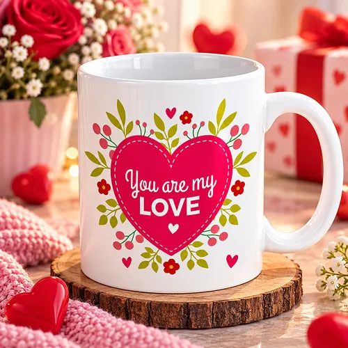 You are My Love Floral Heart Quote Printed Ceramic Coffee Mug You are My Love Floral Heart Quote Printed Ceramic Coffee Mug