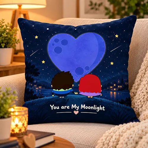 You are my Moon Light Romantic Cushion Cover, Black