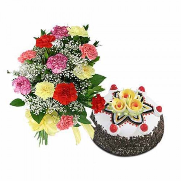 Carnation with Chocolate Cake